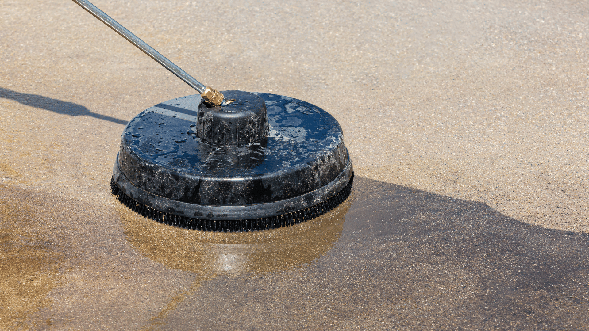 A close up of a cleaning mop on the ground